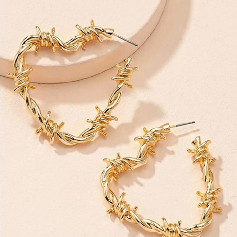Spiral & Wires Laser Heart Design Earrings Hoops